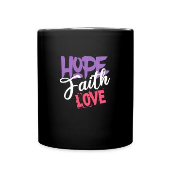 Hoffnung Glaube Liebe - Tasse einfarbig - Schwarz - Vorne
