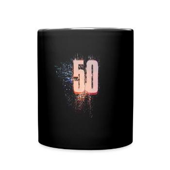 50 zahl - Tasse einfarbig - Schwarz - Vorne