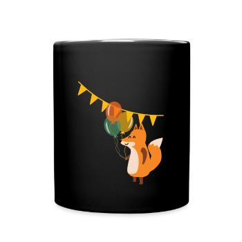 Fuchs mit Luftballons - Tasse einfarbig - Schwarz - Vorne