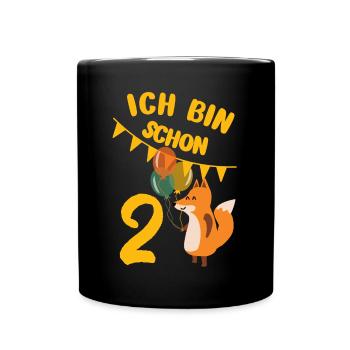 2 Geburtstag zweiten Geburtstag zum 2 Geburtstag - Tasse einfarbig - Schwarz - Vorne