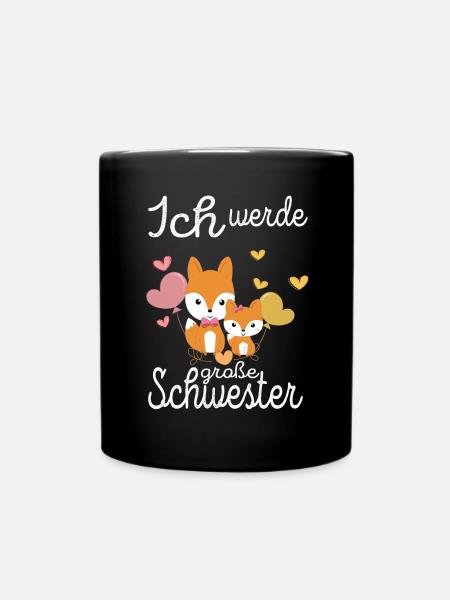 Große schwester - Ich werde - süße Füchse - Tasse einfarbig - Schwarz