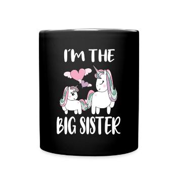Big Sister Offspring Cute Unicorn - Full Colour Mug - black - Front