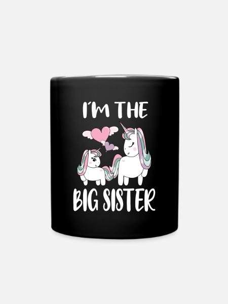Große Schwester Nachwuchs süße Unicorn - Tasse einfarbig - Schwarz