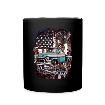 V8 moteur dans le compagnon de camion fidèle avec une rengaine cool - Mug uni - noir - Devant