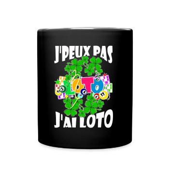 j'peux pas j'ai loto cochon pig, carte - Mug uni - noir - Devant