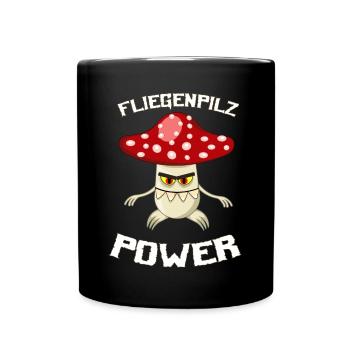 Fliegenpilz Power T-Shirt - Tasse einfarbig - Schwarz - Vorne