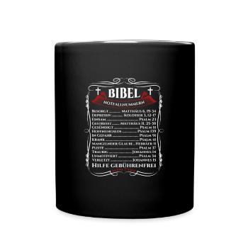 Jesus Christus Bibel Notfallnummern Christliches - Tasse einfarbig - Schwarz - Vorne