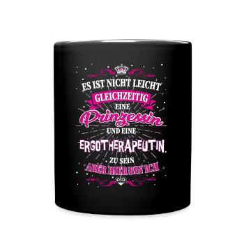 Ergotherapeutin und Prinzessin T-Shirt - Tasse einfarbig - Schwarz - Vorne