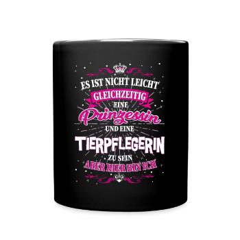Tierpflegerin und Prinzessin T-Shirt - Tasse einfarbig - Schwarz - Vorne