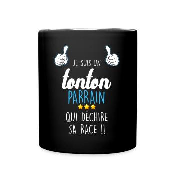 Tonton Parrain Qui Déchire Cadeau Humour Oncle - Mug uni - noir - Devant