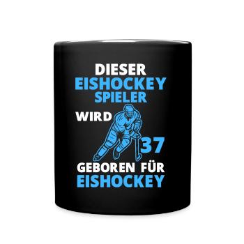 Eishockeyspieler 37 Jahre Eishockey 37 Geburtstag - Tasse einfarbig - Schwarz - Vorne