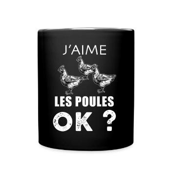 Mes Poule Je les Adore Idee Cadeau Ferme - Mug uni - noir - Devant