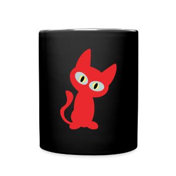 Coole rote Katze - Katzen Design - Tasse einfarbig - Schwarz - Vorne