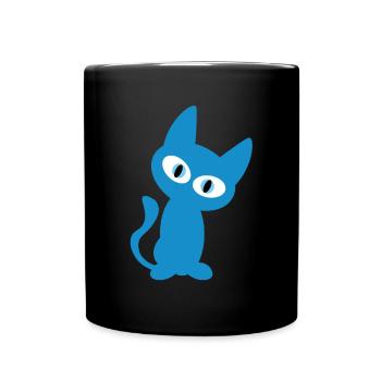 Blue Cat Design for the Kitten Fan - Full Colour Mug - black - Front