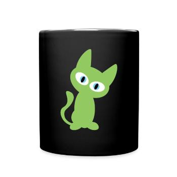 Conception de chat vert - Mug uni - noir - Devant