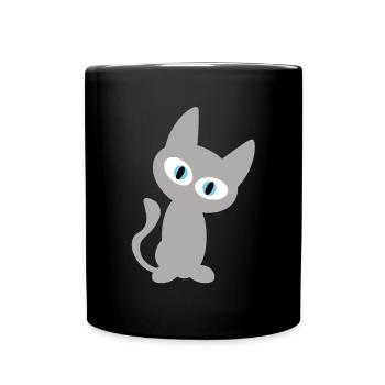 Grey cat or hangover as a cool cat design - Full Colour Mug - black - Front