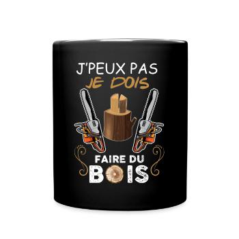 Couper Le Bois Humour Bûcheron - Mug uni - noir - Devant