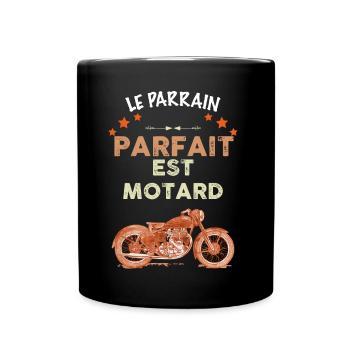 Le Parrain Parfait Est Motard Cadeau Homme - Mug uni - noir - Devant