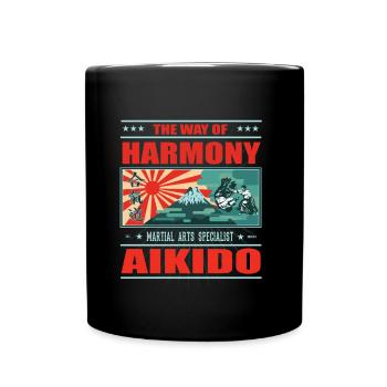 Aikido der Weg der Harmonie - Japan Design - Tasse einfarbig - Schwarz - Vorne