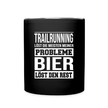 Trailrunning löst die meisten meiner Probleme - Tasse einfarbig - Schwarz - Vorne