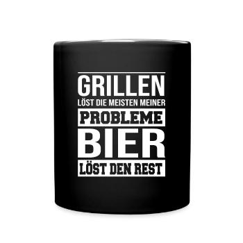 Grillen löst die meisten meiner Problem Shirt - Tasse einfarbig - Schwarz - Vorne