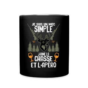 Chasseur Mec Simple Chasse Et Apéro - Mug uni - noir - Devant