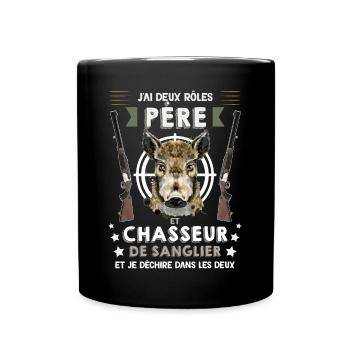 Chasseur Et Papa Humour Chasse - Mug uni - noir - Devant