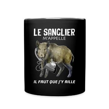 Le sanglier m'appelle Humour Chasseur Gros Gibier - Mug uni - noir - Devant