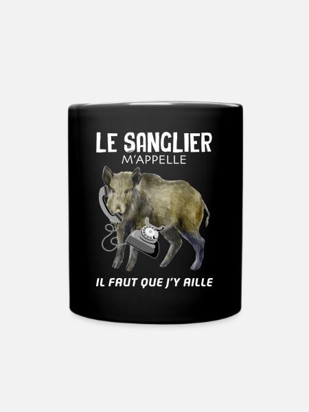 Le sanglier m'appelle Humour Chasseur Gros Gibier - Mug uni - noir