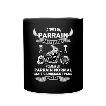 Moto Parrain Motard Cadeau Humour - Mug uni - noir - Devant