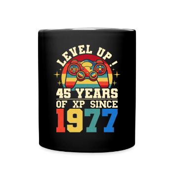 Level 45 1977 Birthday Gamer 45 years - Full Colour Mug - black - Front