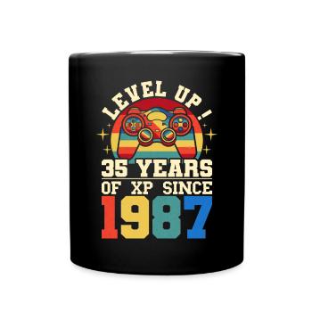 Level 35 1987 Birthday Gamer 35 years - Full Colour Mug - black - Front