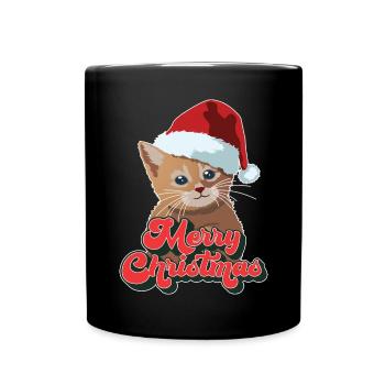 Cadeau de Noël Mignon Drôle de chat Père Noël Joyeux Noël - Mug uni - noir - Devant