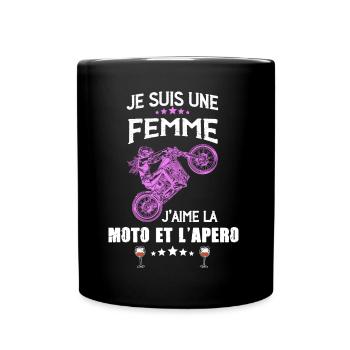 Femme simple moto apero Cadeau Motarde - Mug uni - noir - Devant