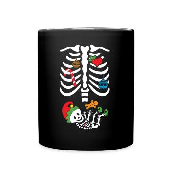 Squelette de Noël Maman et bébé - Mug uni - noir - Devant