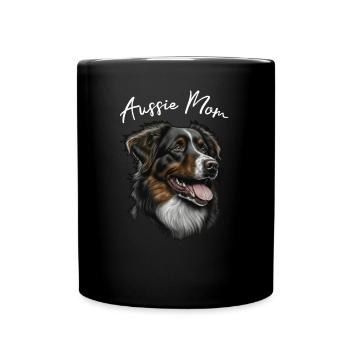 Aussie Mom - Australian Shepherd Hundemama - Tasse einfarbig - Schwarz - Vorne