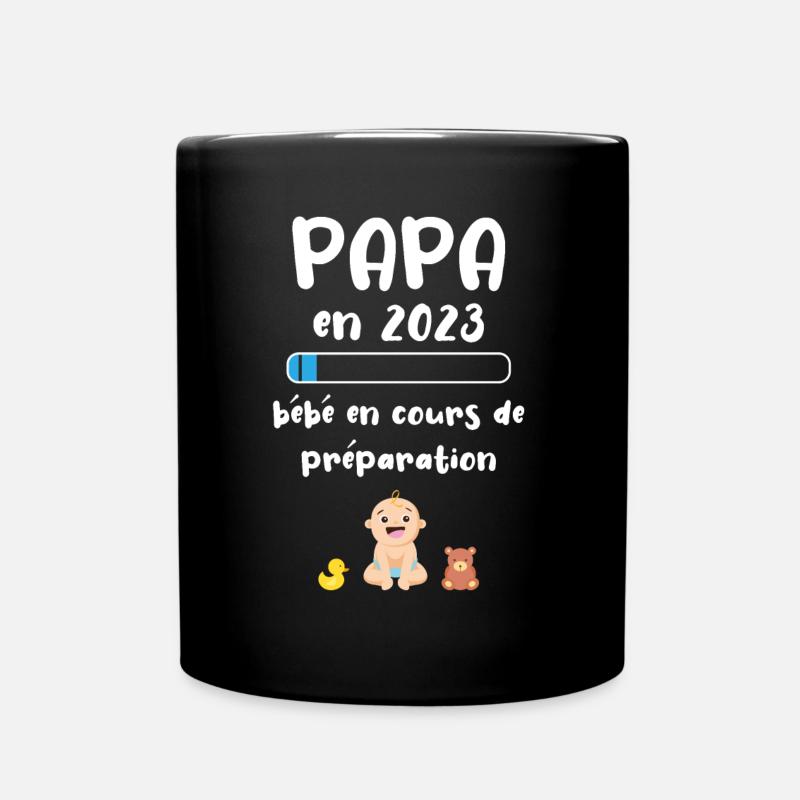 Papa en 2023, bébé - Mug uni - noir