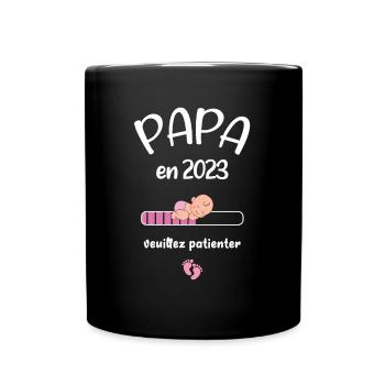 Papa en 2023 Fille - Mug uni - noir - Devant