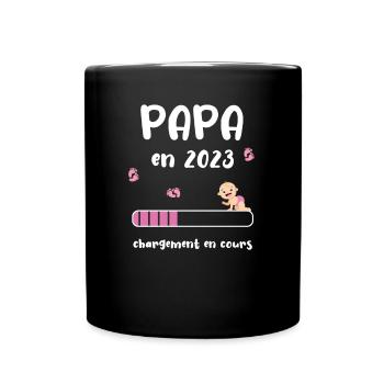 Papa en 2023 fille - Mug uni - noir - Devant