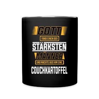 Couchkartoffel, einer der stärksten Männer - Tasse einfarbig - Schwarz - Vorne