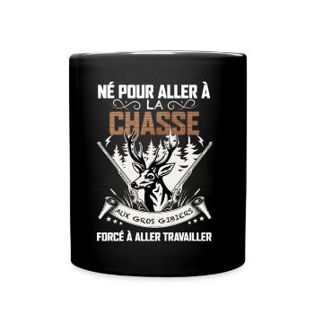 Aller à la chasse au sanglier Citation Chasse - Mug uni - noir - Devant