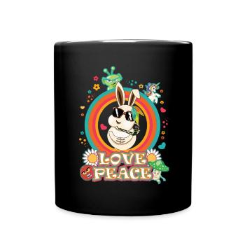 Love and Peace Easter - Flowerpower Oster Desig - Full Colour Mug - black - Front