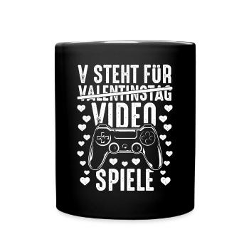 V stands for Video Games - Gamer Saying funny - Full Colour Mug - black - Front