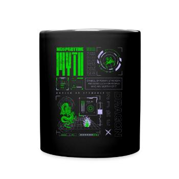 Retro Y2K Streetwear Dragon Illustration - Full Colour Mug - black - Front