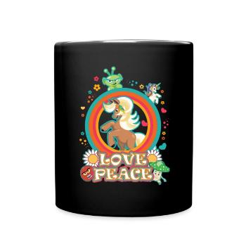 Love and peace Haflinger, flower power horse - Full Colour Mug - black - Front