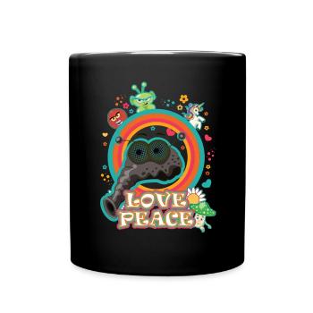 Love and peace bow tie, cool hippie design - Full Colour Mug - black - Front