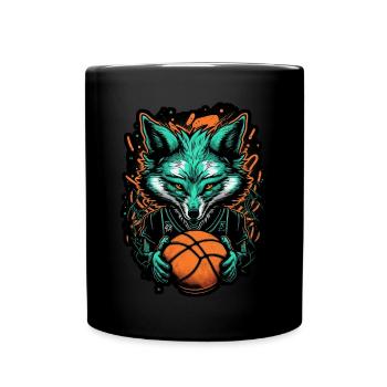 Basketball Fox Player Neon Fox Sport Ball Sports - Full Colour Mug - black - Front