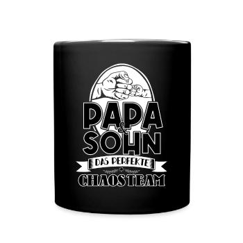 Papa & Sohn, Perfekte Chaos Team - Tasse einfarbig - Schwarz - Vorne