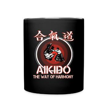 Aikido, the way of Harmony - Tasse einfarbig - Schwarz - Vorne
