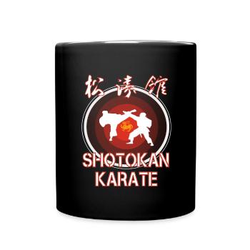 Top Shotokan Karate Design with Karatekas and Kanji - Full Colour Mug - black - Front